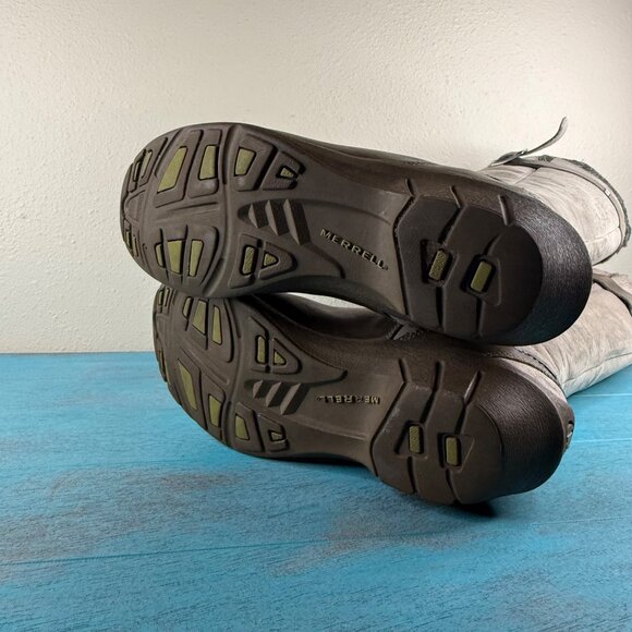 Merrell Womens Tall Leather & Knit Buckle Boots With Zipper Closure Gray Sz 5.5 - Picture 7 of 9